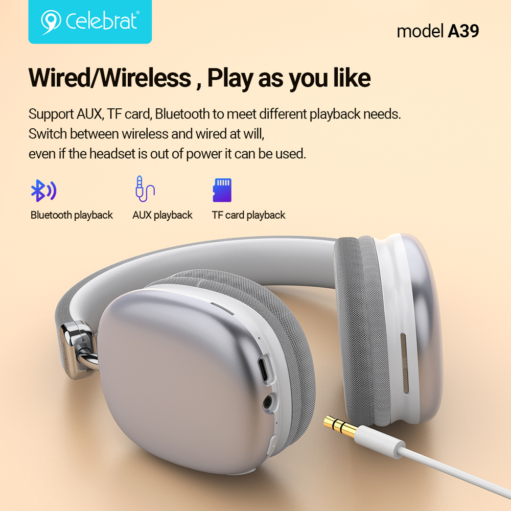 CELEBRAT headphones A39, ασύρματα & ενσύρματα, micro SD, 40mm, 400mAh, μαύρα | eLabstore.gr CELEBRAT headphones A39, ασύρματα & ενσύρματα, micro SD, 40mm, 400mAh, μαύρα | Αξεσουάρ κινητών | elabstore.gr