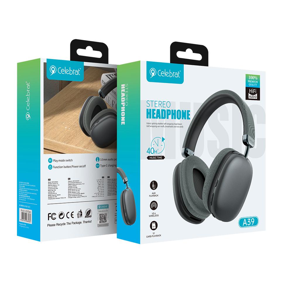 CELEBRAT headphones A39, ασύρματα & ενσύρματα, micro SD, 40mm, 400mAh, μαύρα | eLabstore.gr CELEBRAT headphones A39, ασύρματα & ενσύρματα, micro SD, 40mm, 400mAh, μαύρα | Αξεσουάρ κινητών | elabstore.gr