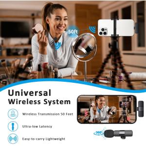 APEXEL ασύρματο μικρόφωνο APL-MIC003, USB-C, 2.4GHz, μαύρο | Αξεσουάρ κινητών | elabstore.gr
