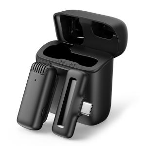 APEXEL ασύρματο μικρόφωνο APL-MIC007 με θήκη φόρτισης, USB-C, 2.4GHz, μαύρο | Αξεσουάρ κινητών | elabstore.gr