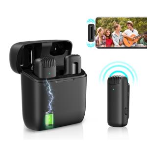 APEXEL ασύρματο μικρόφωνο APL-MIC013 με θήκη φόρτισης, Lightning, 2.4GHz, μαύρο | Αξεσουάρ κινητών | elabstore.gr