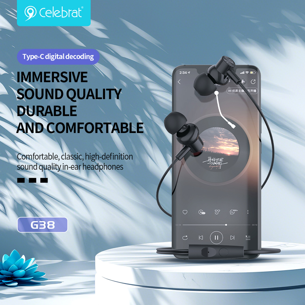 CELEBRAT earphones με μικρόφωνο G38, USB-C σύνδεση, 10mm, 1.2m, λευκά | eLabstore.gr CELEBRAT earphones με μικρόφωνο G38, USB-C σύνδεση, 10mm, 1.2m, λευκά | Αξεσουάρ κινητών | elabstore.gr