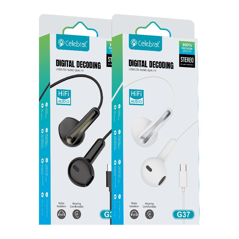 CELEBRAT earphones με μικρόφωνο G37, USB-C σύνδεση, 14.2mm, 1.2m, μαύρα | eLabstore.gr CELEBRAT earphones με μικρόφωνο G37, USB-C σύνδεση, 14.2mm, 1.2m, μαύρα | Αξεσουάρ κινητών | elabstore.gr