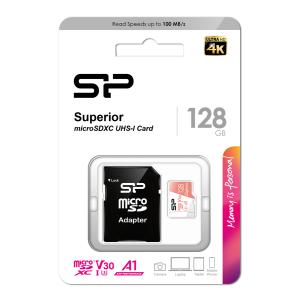 SILICON POWER κάρτα μνήμης microSDXC Superior, 128GB, C10 UHS-I U3 A1 V30 | Συνοδευτικά PC | elabstore.gr