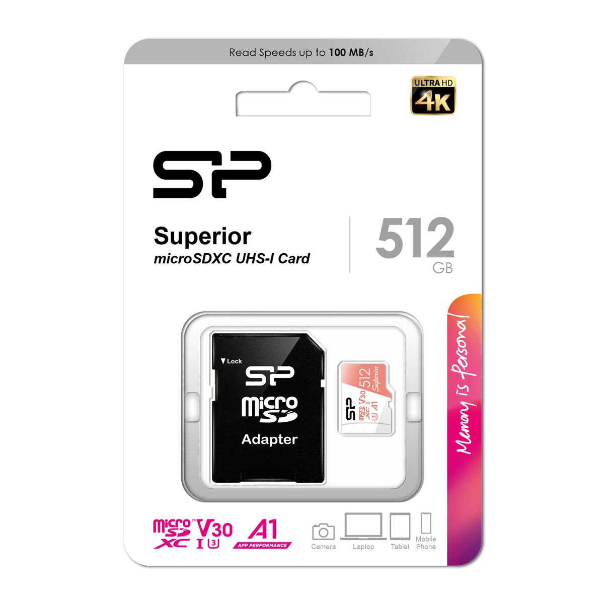SILICON POWER κάρτα μνήμης microSDXC Superior, 512GB, C10 UHS-I U3 A1 V30 | eLabstore.gr SILICON POWER κάρτα μνήμης microSDXC Superior, 512GB, C10 UHS-I U3 A1 V30 | Συνοδευτικά PC | elabstore.gr