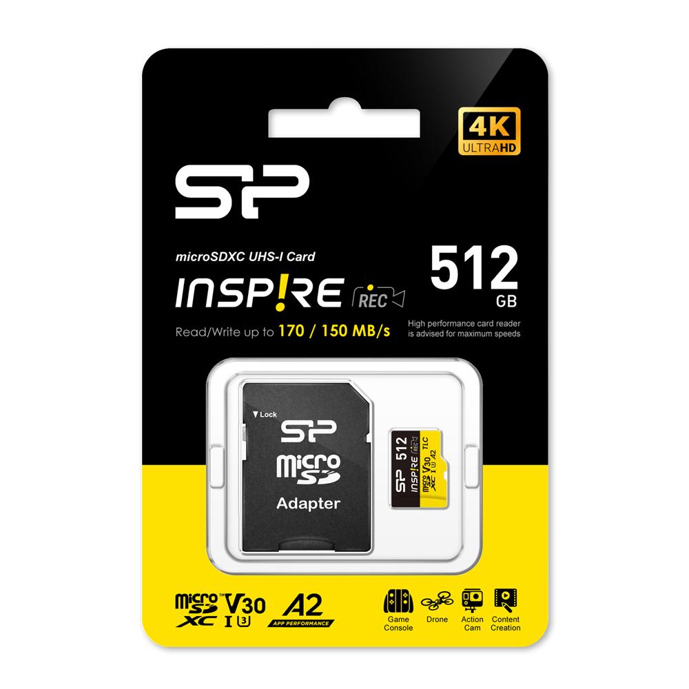 SILICON POWER κάρτα μνήμης microSDXC Inspire, 512GB, UHS-I U3 A1 V30 | eLabstore.gr SILICON POWER κάρτα μνήμης microSDXC Inspire, 512GB, UHS-I U3 A1 V30 | Συνοδευτικά PC | elabstore.gr