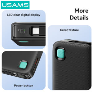 USAMS power bank CD224 με καλώδιο USB-C, 2x θύρες εξόδου, 10000mAh, 20W, μαύρο | eLabstore.gr USAMS power bank CD224 με καλώδιο USB-C, 2x θύρες εξόδου, 10000mAh, 20W, μαύρο | Αξεσουάρ κινητών | elabstore.gr