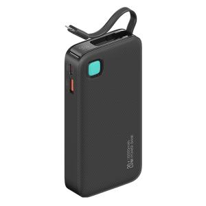 USAMS power bank CD225 με καλώδιο Lightning, 2x θύρες εξόδου, 10000mAh, 20W, μαύρο | Αξεσουάρ κινητών | elabstore.gr
