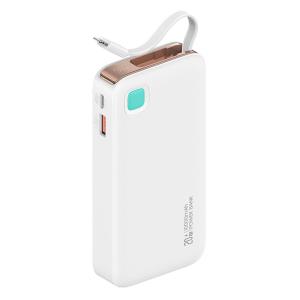 USAMS power bank CD225 με καλώδιο Lightning, 2x θύρες εξόδου, 10000mAh, 20W, λευκό | Αξεσουάρ κινητών | elabstore.gr