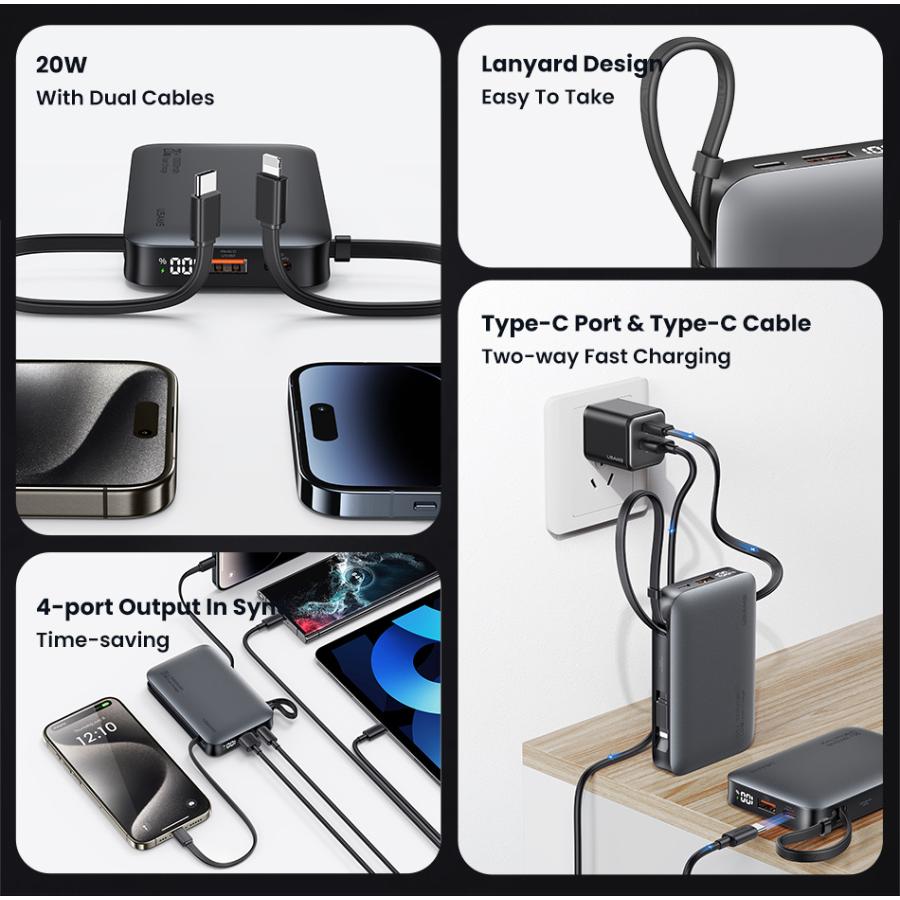 USAMS power bank CD228 με 2x καλώδια, 2x θύρες εξόδου, 10000mAh, 20W, ασημί | eLabstore.gr USAMS power bank CD228 με 2x καλώδια, 2x θύρες εξόδου, 10000mAh, 20W, ασημί | Αξεσουάρ κινητών | elabstore.gr