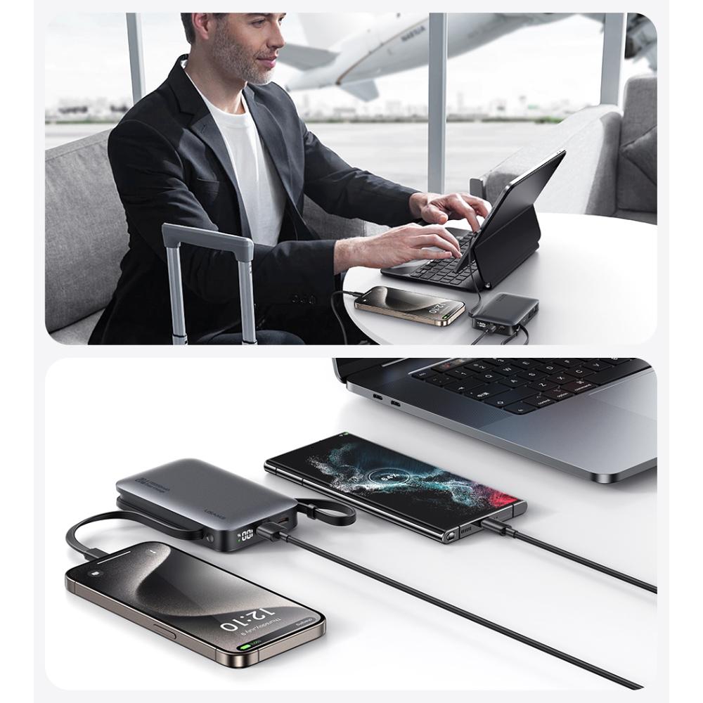 USAMS power bank CD228 με 2x καλώδια, 2x θύρες εξόδου, 10000mAh, 20W, ασημί | eLabstore.gr USAMS power bank CD228 με 2x καλώδια, 2x θύρες εξόδου, 10000mAh, 20W, ασημί | Αξεσουάρ κινητών | elabstore.gr