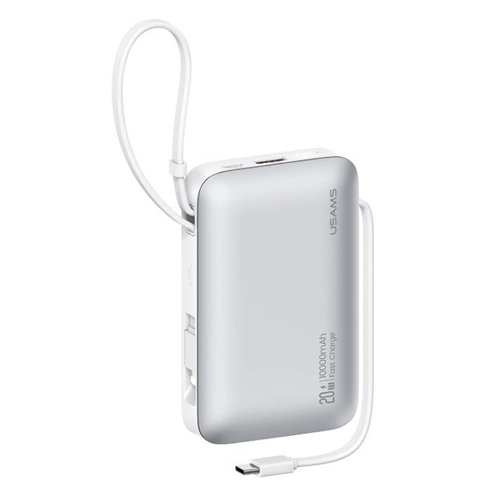 USAMS power bank CD228 με 2x καλώδια, 2x θύρες εξόδου, 10000mAh, 20W, ασημί | eLabstore.gr USAMS power bank CD228 με 2x καλώδια, 2x θύρες εξόδου, 10000mAh, 20W, ασημί | Αξεσουάρ κινητών | elabstore.gr