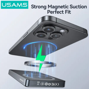 USAMS power bank CD242, magnetic wireless, USB-C έξοδος, 10000mAh, 20W, γκρι | Αξεσουάρ κινητών | elabstore.gr