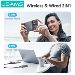 USAMS power bank CD242, magnetic wireless, USB-C έξοδος, 10000mAh, 20W, γκρι | Αξεσουάρ κινητών | elabstore.gr