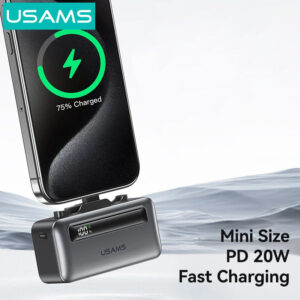 USAMS power bank CD233, USB-C/Lightning έξοδος, 4500mAh, 20W, γκρι | Αξεσουάρ κινητών | elabstore.gr