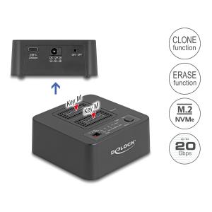 DELOCK docking station 64300 για 2x M.2 NVMe SSD, clone/erase function, 20Gbps, μαύρο | Συνοδευτικά PC | elabstore.gr