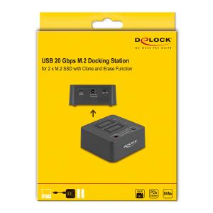 DELOCK docking station 64300 για 2x M.2 NVMe SSD, clone/erase function, 20Gbps, μαύρο | eLabstore.gr
