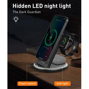 LDNIO ασύρματος φορτιστής WL02 με LED φωτισμό, 3 σε 1, 15W, μαύρος | eLabstore.gr LDNIO ασύρματος φορτιστής WL02 με LED φωτισμό, 3 σε 1, 15W, μαύρος | eLabstore.gr