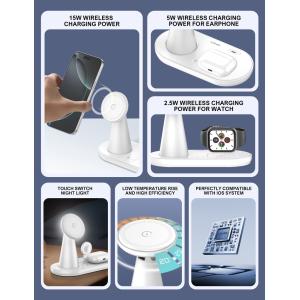 LDNIO ασύρματος φορτιστής WL01 με LED φωτισμό, 3 σε 1, 15W, λευκός | Αξεσουάρ κινητών | elabstore.gr