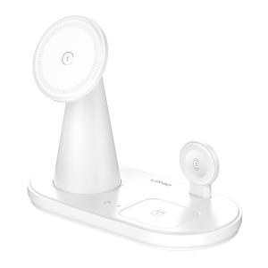 LDNIO ασύρματος φορτιστής WL01 με LED φωτισμό, 3 σε 1, 15W, λευκός | Αξεσουάρ κινητών | elabstore.gr
