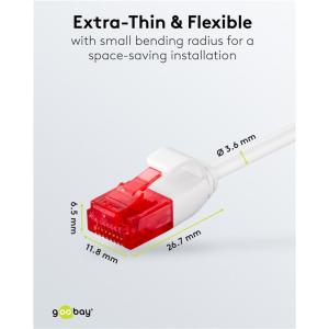 GOOBAY καλώδιο δικτύου 71550, CAT 6 U/UTP, slim, copper, 250MHz, 0.25m, λευκό | Καλώδια - Αντάπτορες | elabstore.gr