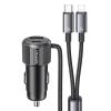 USAMS φορτιστής αυτοκινήτου CC287 με 2 σε 1 καλώδιο, USB/USB-C θύρες, 66W, μαύρος | Αξεσουάρ κινητών | elabstore.gr