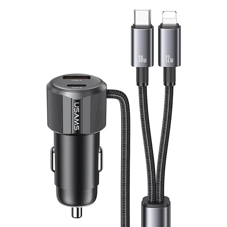 USAMS φορτιστής αυτοκινήτου CC287 με 2 σε 1 καλώδιο, USB/USB-C θύρες, 66W, μαύρος | eLabstore.gr USAMS φορτιστής αυτοκινήτου CC287 με 2 σε 1 καλώδιο, USB/USB-C θύρες, 66W, μαύρος | Αξεσουάρ κινητών | elabstore.gr