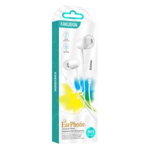 KAKUSIGA earphones με μικρόφωνο KSC-1303, 3.5mm σύνδεση, 10mm, 1.1m, λευκά | Αξεσουάρ κινητών | elabstore.gr