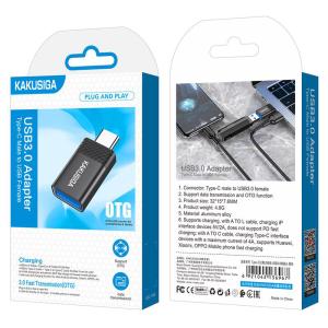 KAKUSIGA αντάπτορας USB-C σε USB KSC-1406, 5Gbps, 4A, μαύρος | Καλώδια - Αντάπτορες | elabstore.gr