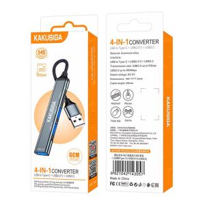 KAKUSIGA USB hub KSC-1416, 4x θυρών, USB 3.0, 5Gbps, USB σύνδεση, γκρι | Συνοδευτικά PC | elabstore.gr