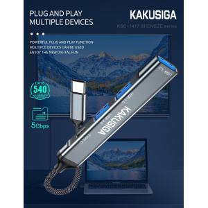 KAKUSIGA USB hub KSC-1417, 4x θυρών, USB 3.0, 5Gbps, USB-C σύνδεση, γκρι | Συνοδευτικά PC | elabstore.gr