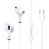 KAKUSIGA earphones με μικρόφωνο KSC-727, USB-C σύνδεση, 14.2mm, 1.2m, λευκά | Αξεσουάρ κινητών | elabstore.gr