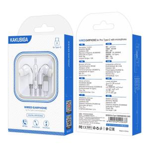 KAKUSIGA earphones με μικρόφωνο KSC-727, USB-C σύνδεση, 14.2mm, 1.2m, λευκά | Αξεσουάρ κινητών | elabstore.gr