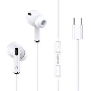KAKUSIGA earphones με μικρόφωνο KSC-727, USB-C σύνδεση, 14.2mm, 1.2m, λευκά | Αξεσουάρ κινητών | elabstore.gr