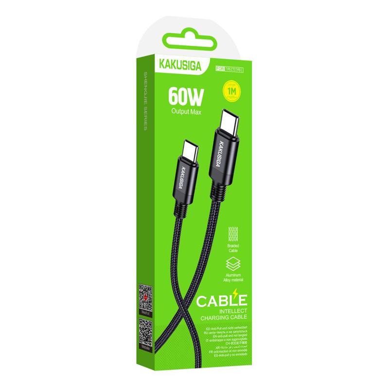 KAKUSIGA καλώδιο USB-C σε USB-C KSC-970, 60W, 480Mbps, 1m, μαύρο | eLabstore.gr KAKUSIGA καλώδιο USB-C σε USB-C KSC-970, 60W, 480Mbps, 1m, μαύρο | Καλώδια - Αντάπτορες | elabstore.gr