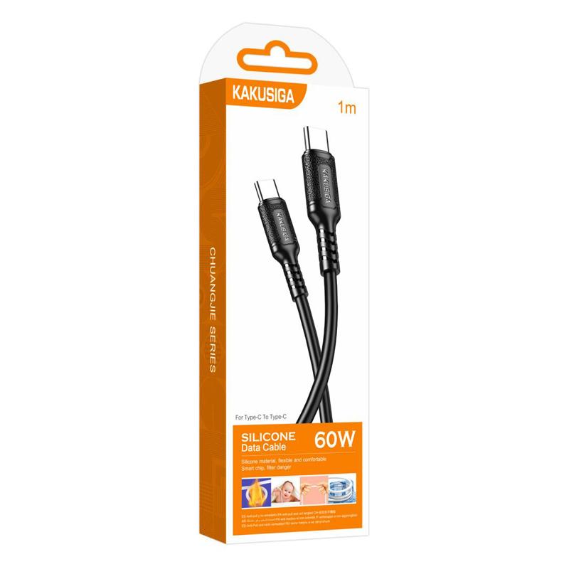 KAKUSIGA καλώδιο USB-C σε USB-C KSC-984, σιλικόνης, 60W, 480Mbps, 1m, μαύρο | eLabstore.gr KAKUSIGA καλώδιο USB-C σε USB-C KSC-984, σιλικόνης, 60W, 480Mbps, 1m, μαύρο | Καλώδια - Αντάπτορες | elabstore.gr