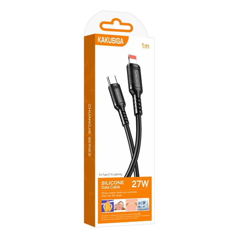KAKUSIGA καλώδιο Lightning σε USB-C KSC-984, σιλικόνης, 27W, 480Mbps, 1m, μαύρο | eLabstore.gr KAKUSIGA καλώδιο Lightning σε USB-C KSC-984, σιλικόνης, 27W, 480Mbps, 1m, μαύρο | Καλώδια - Αντάπτορες | elabstore.gr