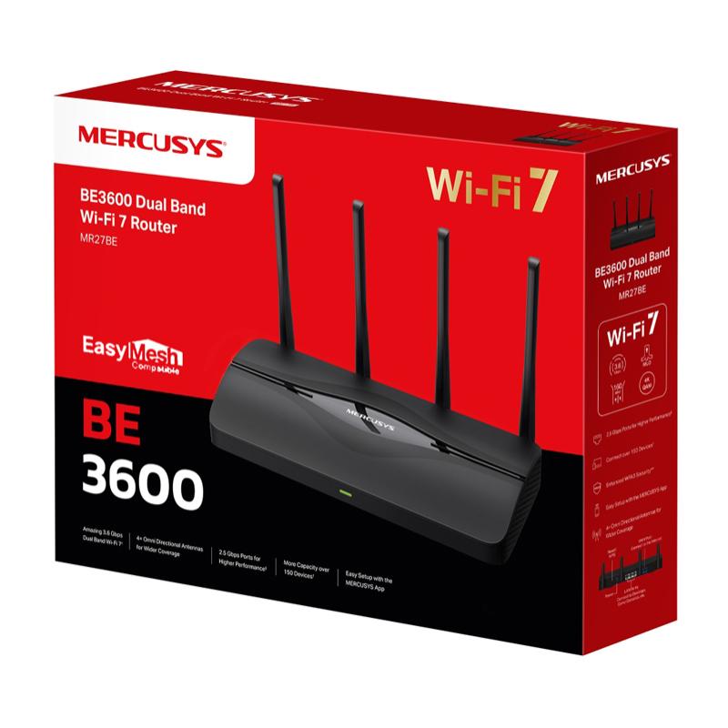 MERCUSYS router MR27BE, WiFi 7, 3.6Gbps BE3600, EasyMesh, Ver 1.20 | eLabstore.gr MERCUSYS router MR27BE, WiFi 7, 3.6Gbps BE3600, EasyMesh, Ver 1.20 | Δικτυακά | elabstore.gr