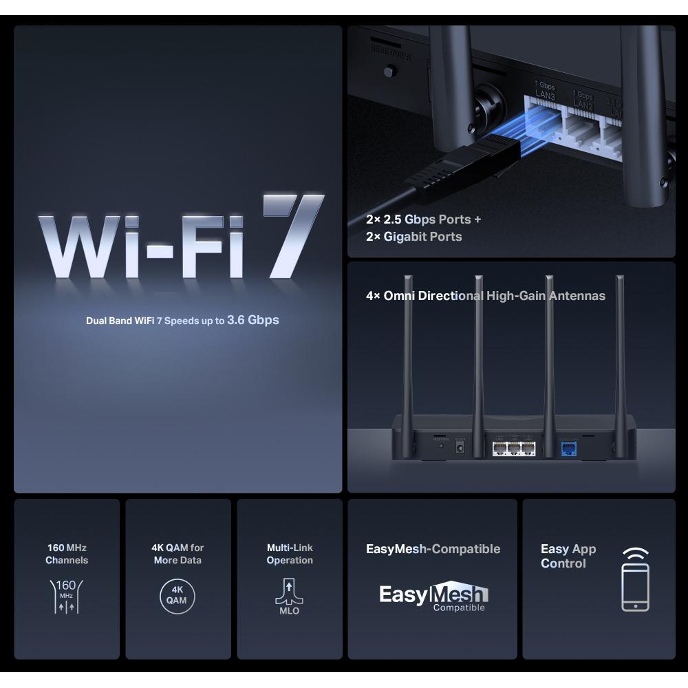 MERCUSYS router MR27BE, WiFi 7, 3.6Gbps BE3600, EasyMesh, Ver 1.20 | eLabstore.gr MERCUSYS router MR27BE, WiFi 7, 3.6Gbps BE3600, EasyMesh, Ver 1.20 | Δικτυακά | elabstore.gr