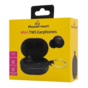 POWERTECH earphones με θήκη φόρτισης PT-1392, True Wireless, 6mm, 25/230mAh, μαύρα | Αξεσουάρ κινητών | elabstore.gr