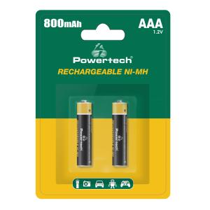 POWERTECH επαναφορτιζόμενες μπαταρίες NI-MH PT-1403, AAA, 800mah, 1.2V, 2τμχ | Μπαταρίες | elabstore.gr