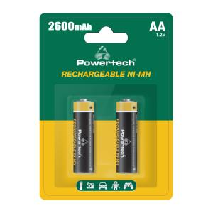 POWERTECH επαναφορτιζόμενες μπαταρίες NI-MH PT-1404, AA, 2600mah, 1.2V, 2τμχ | Μπαταρίες | elabstore.gr