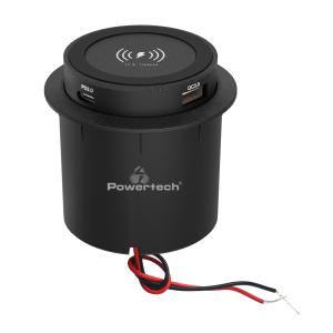 POWERTECH ασύρματος φορτιστής PTL-025 με USB & USB-C θύρες, 15W/30W, μαύρος | Εργαλεία | elabstore.gr
