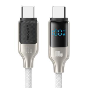 USAMS καλώδιο USB-C SJ742, 100W, 480Mbps, 1.2m, λευκό | Καλώδια - Αντάπτορες | elabstore.gr