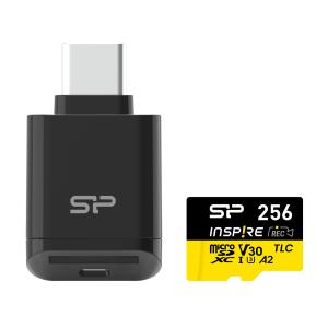 SILICON POWER κάρτα μνήμης microSDXC Inspire με card reader, 256GB, UHS-I U3 A1 V30 | Συνοδευτικά PC | elabstore.gr