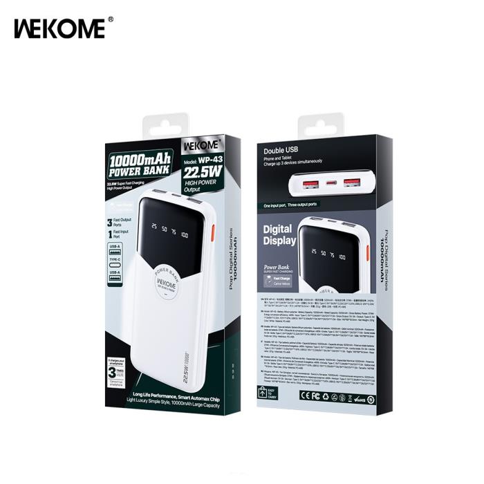 Power Bank 10000mAh PD 22,5W WK WP-43 3 Θέσεων Λευκό | eLabstore.gr Power Bank 10000mAh PD 22,5W WK WP-43 3 Θέσεων Λευκό | Φόρτιση | elabstore.gr