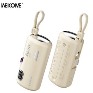 Power Bank 5000mAh PD 22,5W WK WP-19 2 Θέσεων, με καλώδιο Lightning Μπέζ | Φόρτιση | elabstore.gr