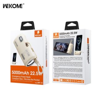 Power Bank 5000mAh PD 22,5W WK WP-19 2 Θέσεων, με καλώδιο Lightning Μπέζ | eLabstore.gr Power Bank 5000mAh PD 22,5W WK WP-19 2 Θέσεων, με καλώδιο Lightning Μπέζ | Φόρτιση | elabstore.gr