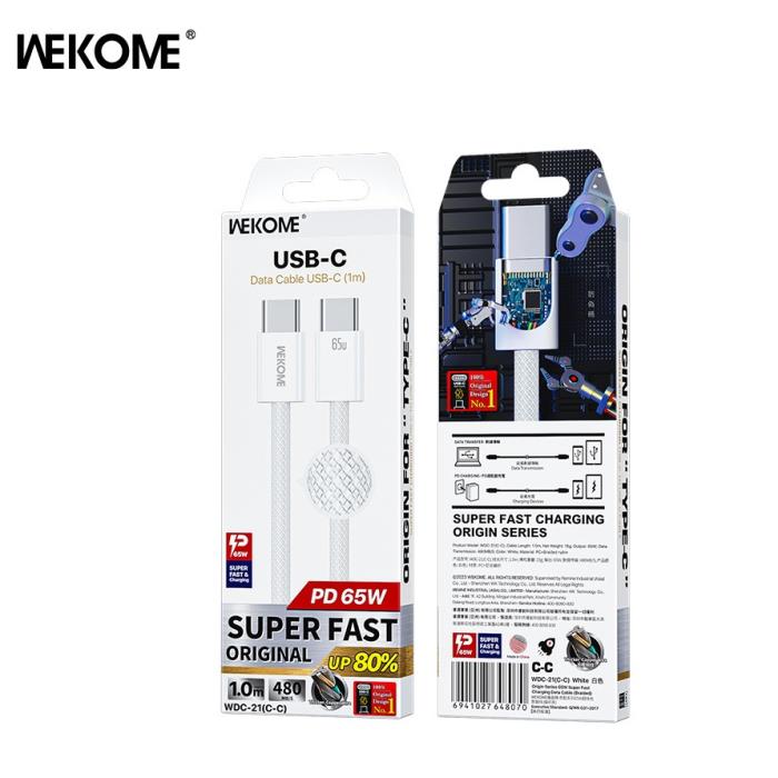 Καλώδιο Φόρτισης WK WDC-21 USB-C σε USB-C PD 65W 1m Λευκό | eLabstore.gr Καλώδιο Φόρτισης WK WDC-21 USB-C σε USB-C PD 65W 1m Λευκό | Καλώδια | elabstore.gr