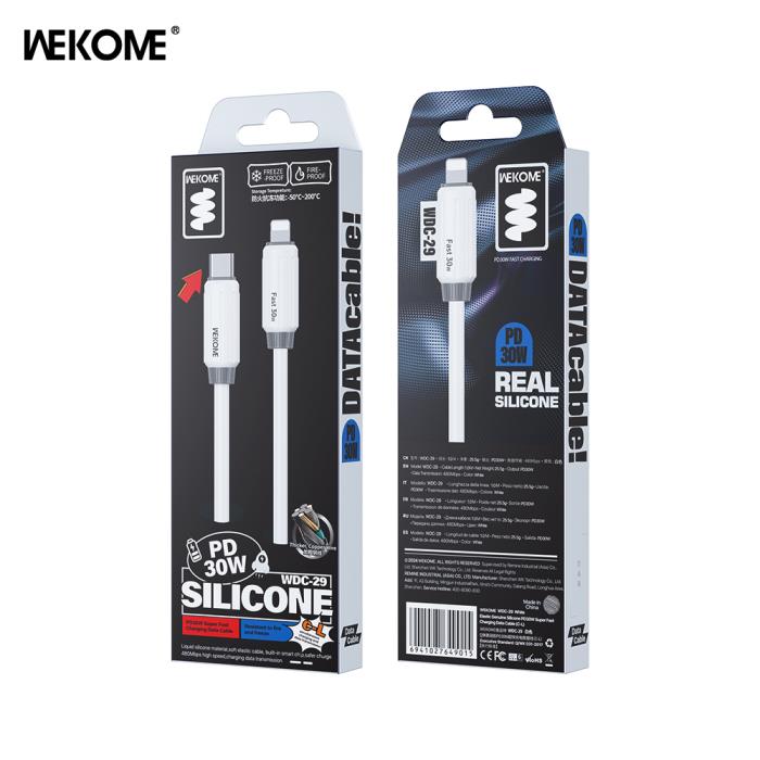 Καλώδιο Φόρτισης WK WDC-29 USB-C σε Lightning PD 30W 1m Λευκό | eLabstore.gr Καλώδιο Φόρτισης WK WDC-29 USB-C σε Lightning PD 30W 1m Λευκό | Καλώδια | elabstore.gr
